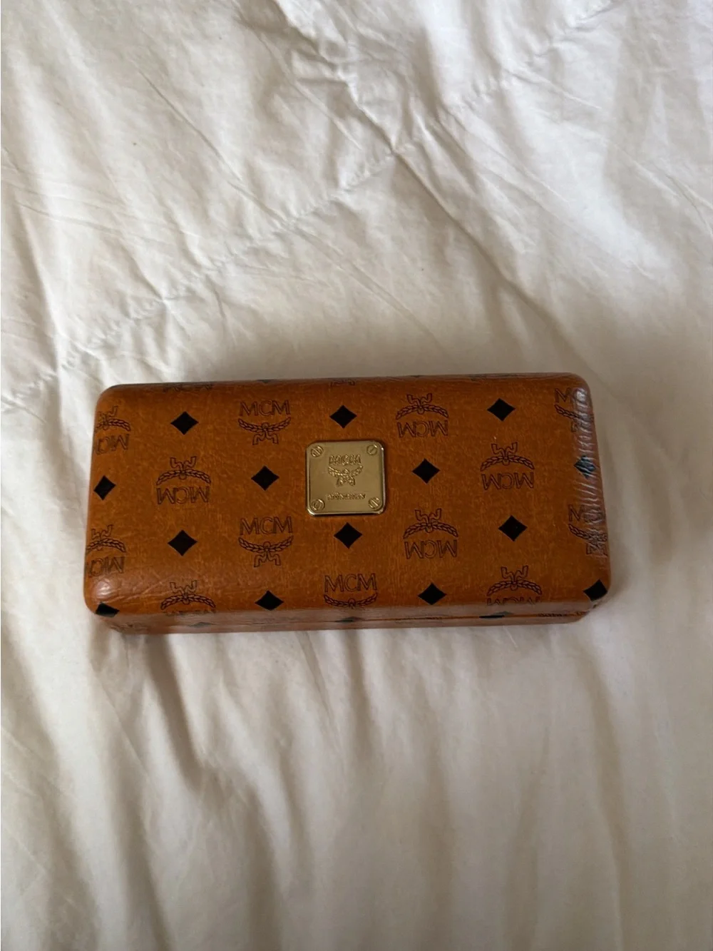 MCM Black Rectangular Sunglasses with Tan Logo Case